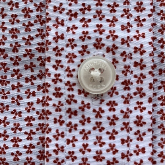 Michael KORS Short Sleeve Classic Fit Button Down Shirt - Deep Henna - Picture 6 of 15